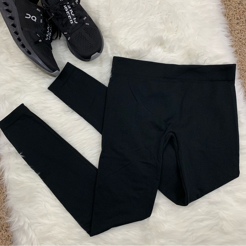 Luscious Cream Black Fleece Lined Seamless Leggings
